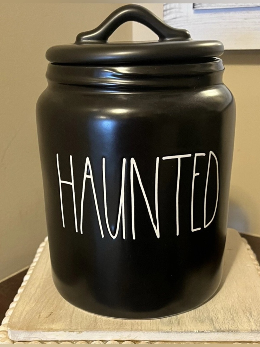 Rae Dunn Haunted Halloween New Black 2019 Canister NWT